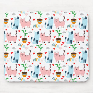 Tapis De Souris Chats amusants et souris avec les coeurs