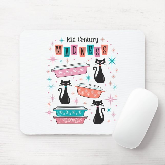 Tapis De Souris Chats Atomique Starburst du milieu du siècle Pyrex (Avec souris)