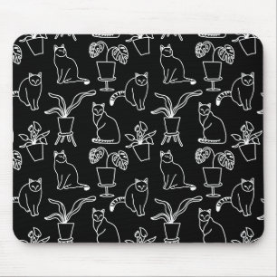 Tapis De Souris Chats blancs en noir