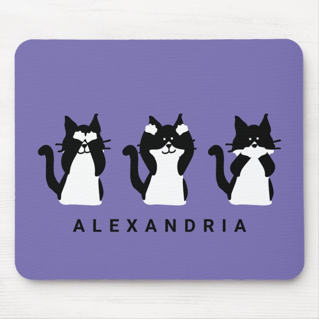 Tapis De Souris Chats blancs noirs | Trois cerfs-volants mauve (Devant)