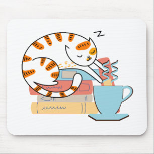 Tapis De Souris Chats, café et livres