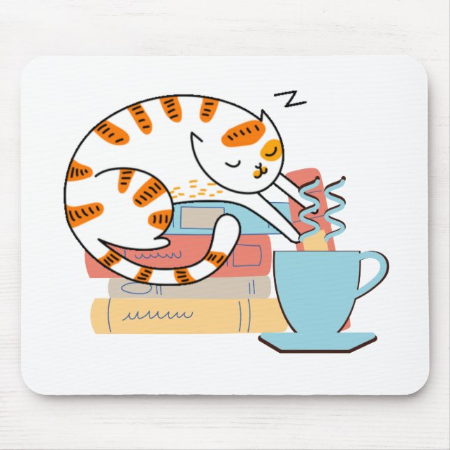 Tapis De Souris Chats, café et livres (Devant)