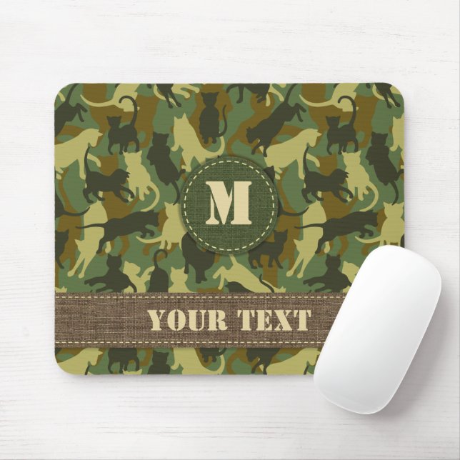 Tapis De Souris Chats Camouflage Woodland (Avec souris)
