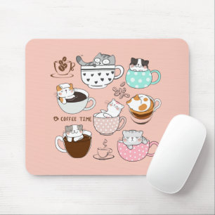 Tapis De Souris Chats dans des Tasses à Café
