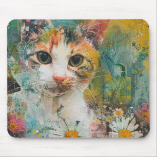 Tapis De Souris Chats d'aquarelle Boho - Art de la féline terrestr