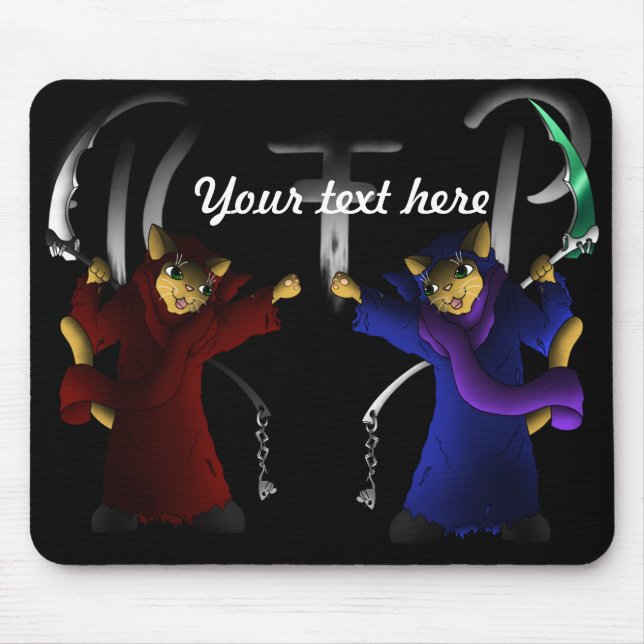 Tapis De Souris Chats de faucheuse rouge et bleue (Devant)