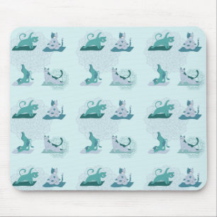Tapis De Souris Chats de Yoga Verts