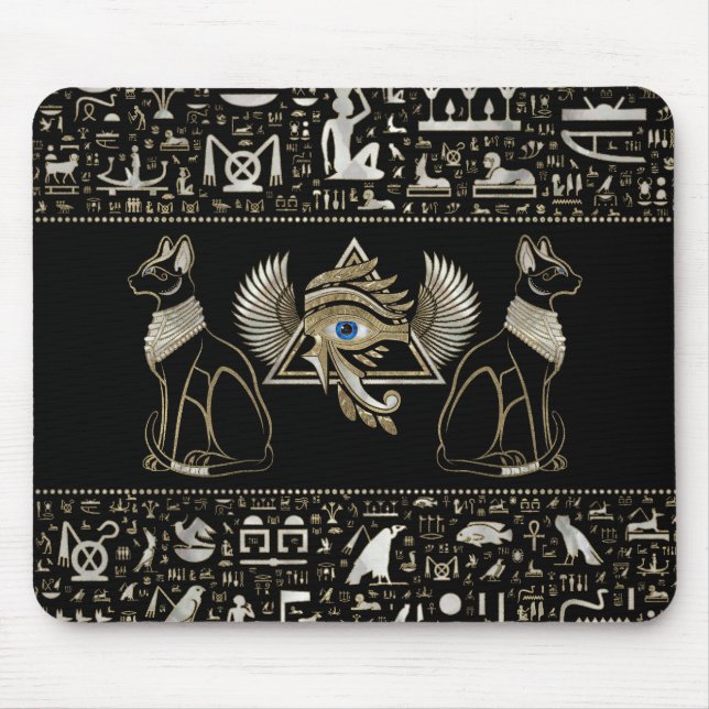 Tapis De Souris Chats égyptiens et oeil de Horus (Devant)