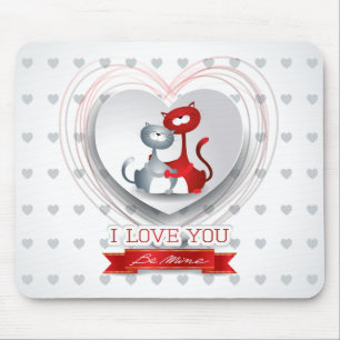 Tapis De Souris Chats en amour avec coeur