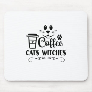 Tapis De Souris Chats Halloween sorcières de café Anniversaire