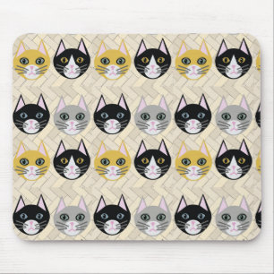 Tapis De Souris Chats Herringbone Beige