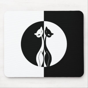 Tapis De Souris Chats noirs et blancs