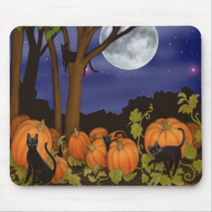 Tapis De Souris Chats noirs et citrouilles Mousepad
