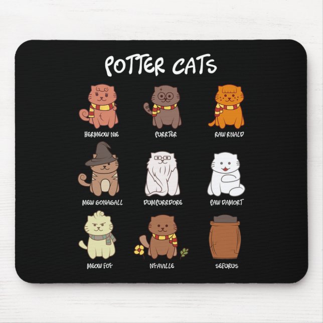 Tapis De Souris Chats Potter Pour Amoureux des chats (Devant)