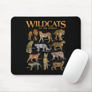 Tapis De Souris Chats Sauvages Animaux du Monde Éducatif Sauvage A