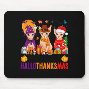 Tapis De Souris Chats Sphynx de Hallothanksmas joyeux Halloween Th