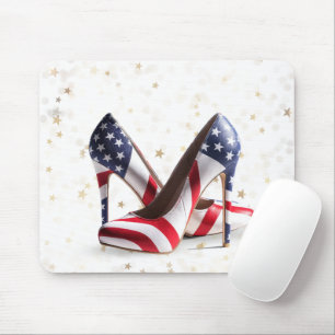 Tapis De Souris Chaussures à talons hauts drapeau américain
