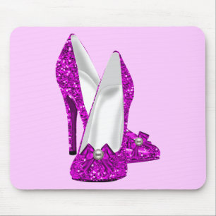 Tapis De Souris Chaussures à Talons Hauts Stiletto Pailleté Rose