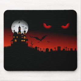 Tapis De Souris Chauves-souris et sorcières Citrouilles d'Hallowee