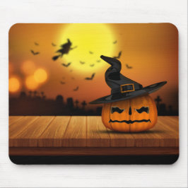 Tapis De Souris Chauves-souris et sorcières Citrouilles d'Hallowee