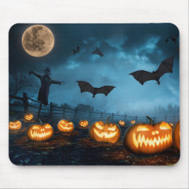Tapis De Souris Chauves-souris et sorcières Citrouilles Halloween