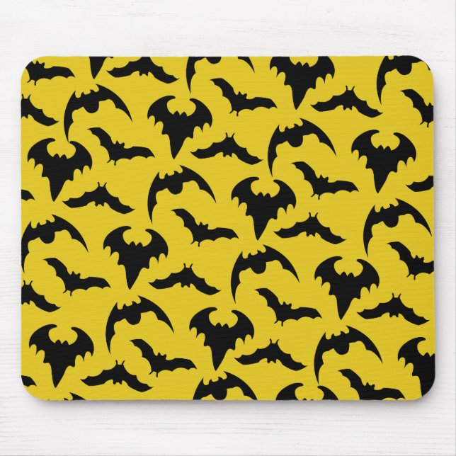Tapis De Souris Chauves-souris jaunes et noires Halloween (Devant)