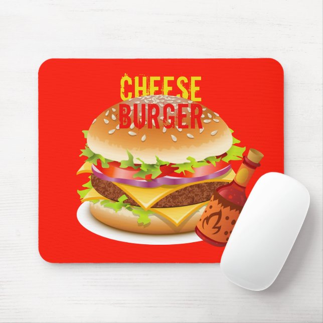 Tapis De Souris Cheeseburger Au Chili Sauce Rouge Mousepad (Avec souris)