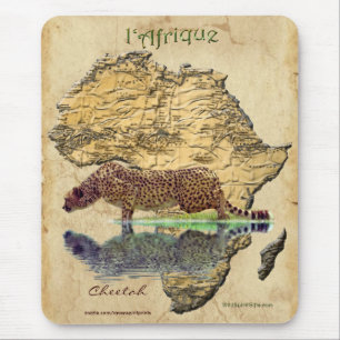 Tapis De Souris Cheetah & Africa Carte Big Cat Wildlife Art Mousep