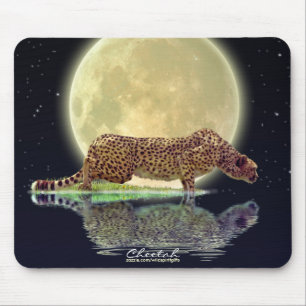 Tapis De Souris Cheetah & Moon Big Cat Wildlife Art Mousepad