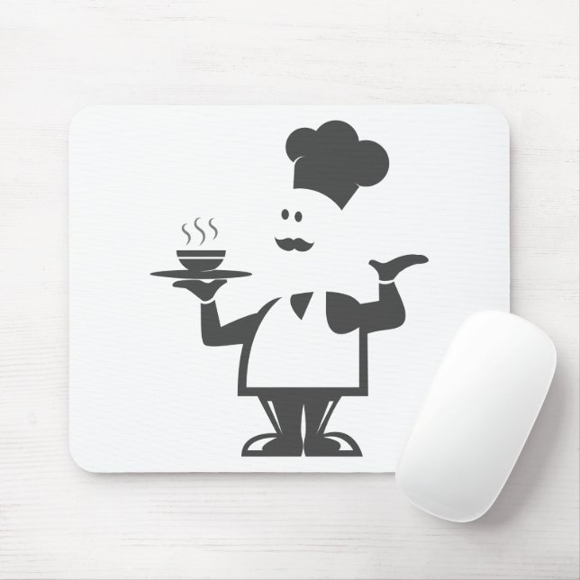 Tapis De Souris Chef tenant un bol de soupe (Avec souris)