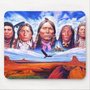 Tapis De Souris Chefs Indiens Peinture Amérindiens Personnalisé
