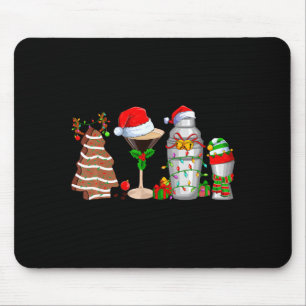 Tapis De Souris Chemise Barman Noël Chapeau de Père Noël Lumière