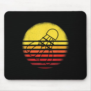 Tapis De Souris Chemise de badminton Vintage Sunset Rétro Pla Badm