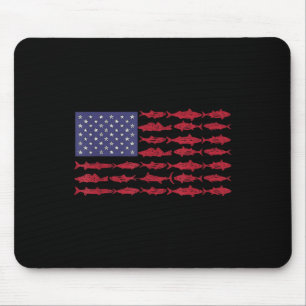 Tapis De Souris Chemise vintage Usa Fish drapeau américain Cadeaux