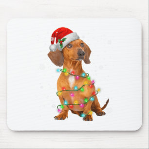 Tapis De Souris Chemises de Noël de l'arbre de chiens de teckel Ca