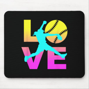 Tapis De Souris Chemises de softball pour filles amour