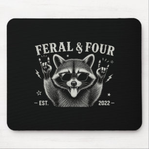 Tapis De Souris Chemises drôles de 4e anniversaire de Feral et qua