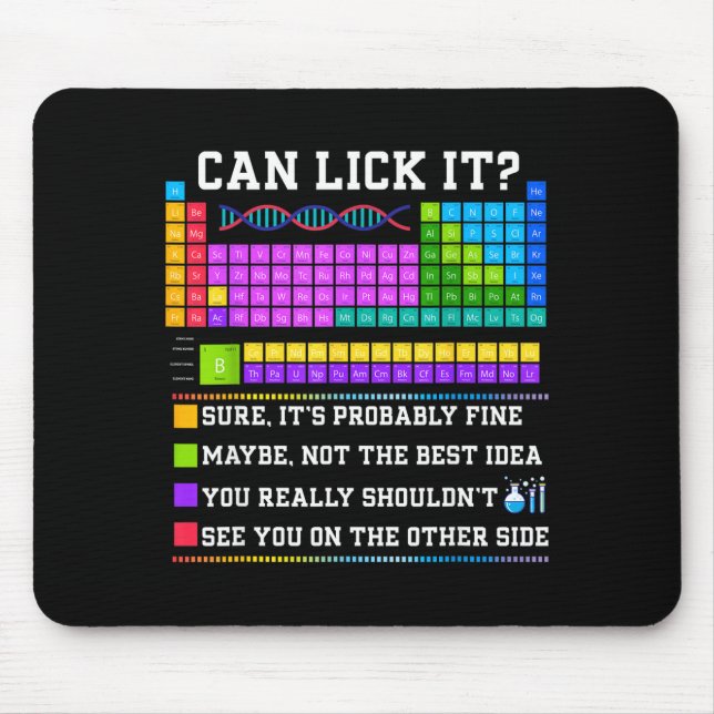 Tapis De Souris Chemistry Elements Teacher Can I Lick It Periodic  (Devant)