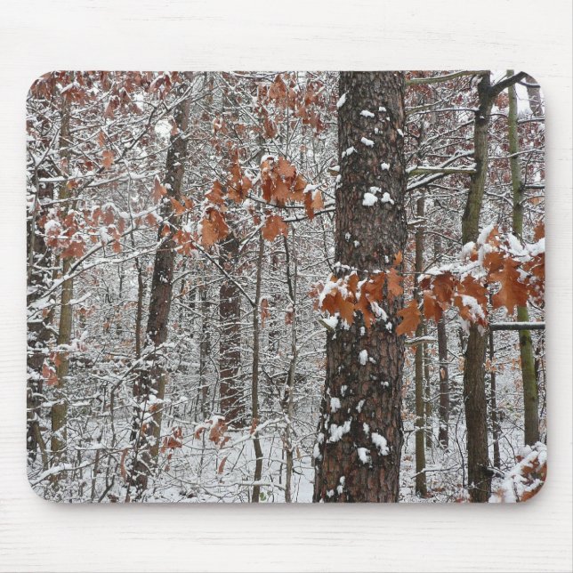 Tapis De Souris Chênes couverts de neige hiver Photographie de la  (Devant)