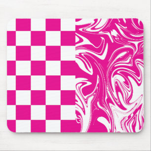 Tapis De Souris Chèques et permules en Magenta et Blanc