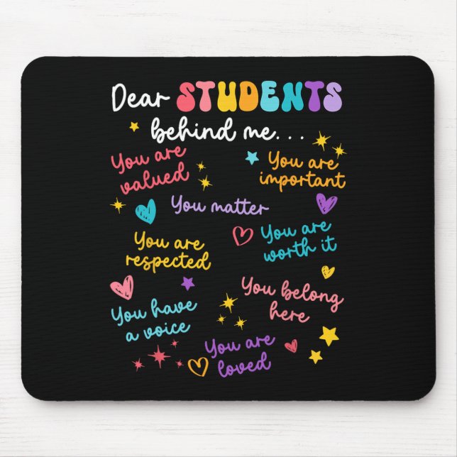 Tapis De Souris Cher étudiant derrière moi retour à l'école appréc (Devant)