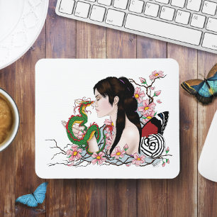 Tapis De Souris Cherry Blossoms Fairy Dragon Amitié