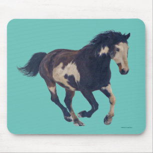 Tapis De Souris Cheval américain galopant sauvage de peinture de
