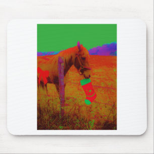 Tapis De Souris Cheval arc-en-ciel de Noël