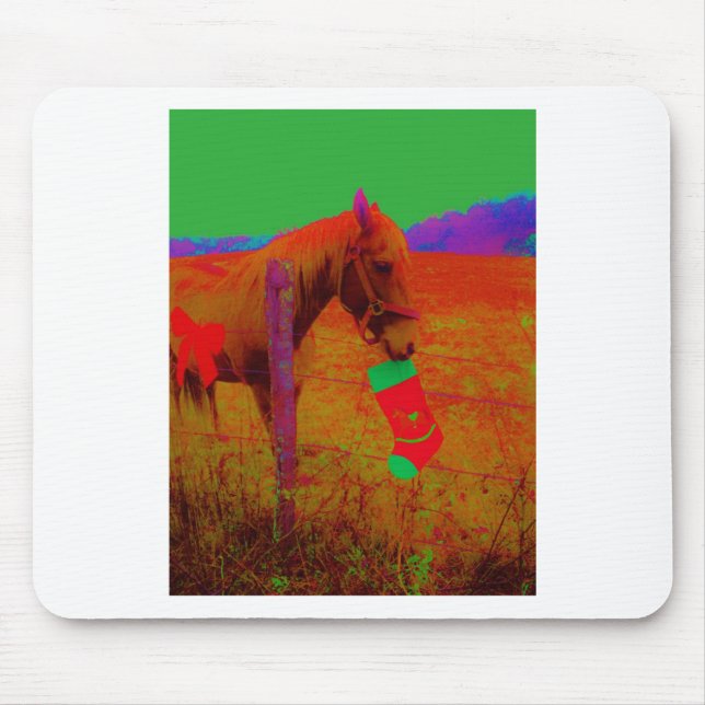 Tapis De Souris Cheval arc-en-ciel de Noël (Devant)