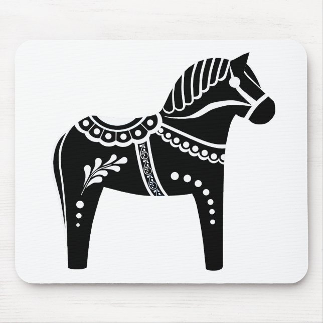Tapis De Souris Cheval Dala noir/blanc folk, Folk Friesian (Devant)