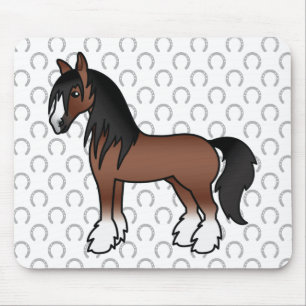 Tapis De Souris Cheval de dessin animé Shire Clydesdale Vanner Tsi