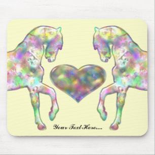 Tapis De Souris Cheval d'enfants et coeur d'amour