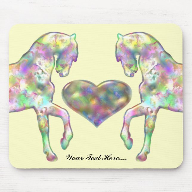 Tapis De Souris Cheval d'enfants et coeur d'amour (Devant)