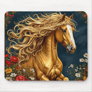 Tapis De Souris Cheval doré à la crinière flottante
